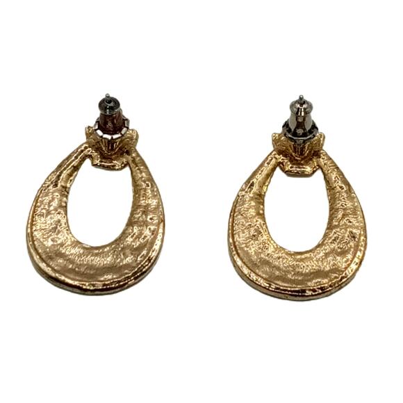 💫 Vintage Teardrop Swirl Earrings 💜 Gold Tone Multicolor Retro Hoop - Picture 5 of 12